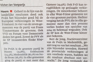 PvdA ook in West-Friesland grote winnaar, dreun voor PVV
